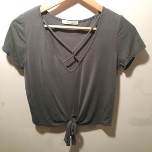 Cross cross olive crop top